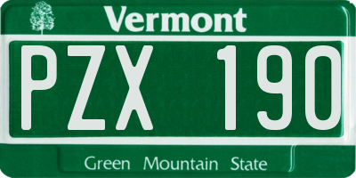 VT license plate PZX190