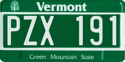 VT license plate PZX191