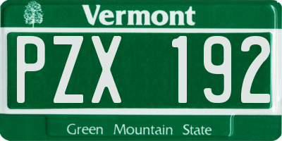 VT license plate PZX192