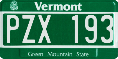 VT license plate PZX193