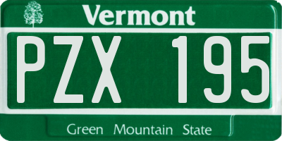 VT license plate PZX195