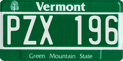 VT license plate PZX196