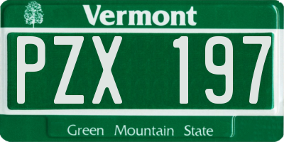 VT license plate PZX197