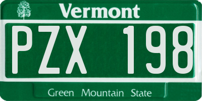 VT license plate PZX198