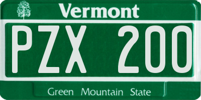 VT license plate PZX200