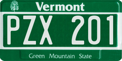 VT license plate PZX201