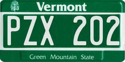 VT license plate PZX202