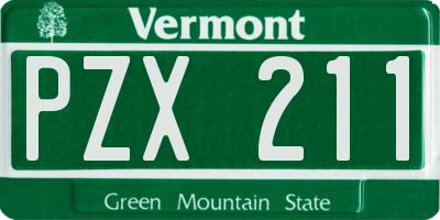 VT license plate PZX211