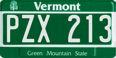 VT license plate PZX213