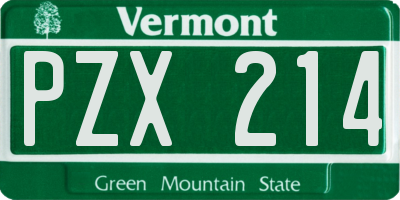 VT license plate PZX214