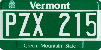 VT license plate PZX215