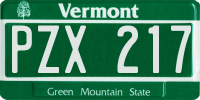 VT license plate PZX217