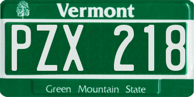 VT license plate PZX218