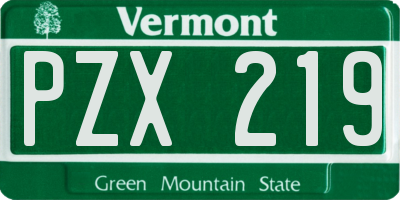 VT license plate PZX219