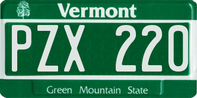 VT license plate PZX220