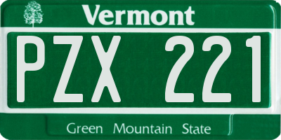 VT license plate PZX221