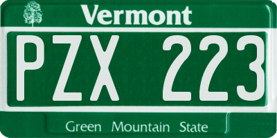 VT license plate PZX223