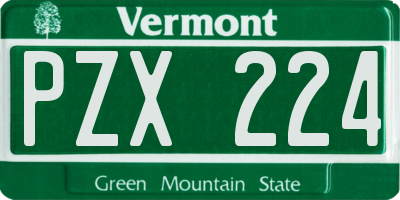 VT license plate PZX224