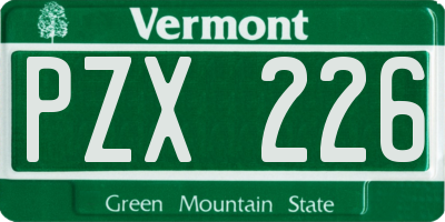 VT license plate PZX226