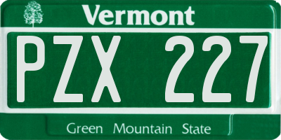 VT license plate PZX227