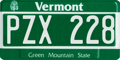 VT license plate PZX228