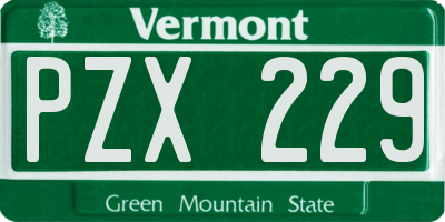 VT license plate PZX229