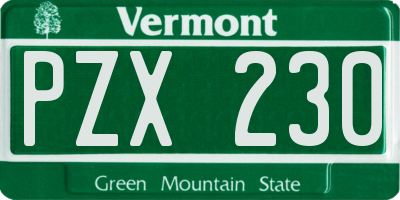 VT license plate PZX230