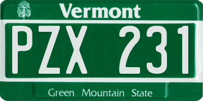 VT license plate PZX231