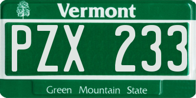 VT license plate PZX233