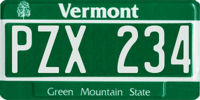 VT license plate PZX234