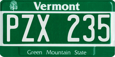 VT license plate PZX235