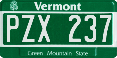 VT license plate PZX237