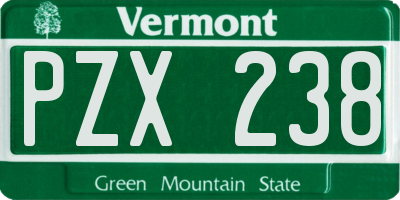 VT license plate PZX238