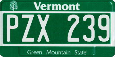 VT license plate PZX239