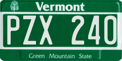 VT license plate PZX240