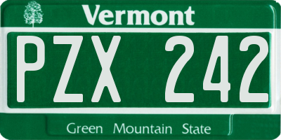 VT license plate PZX242