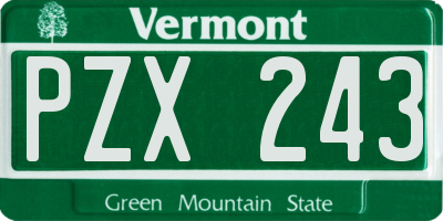 VT license plate PZX243