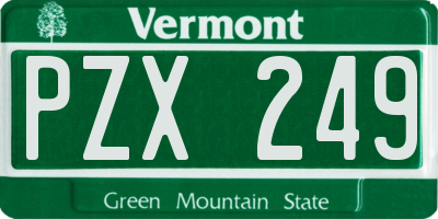 VT license plate PZX249