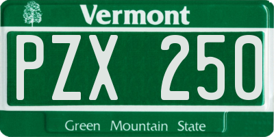 VT license plate PZX250