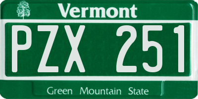 VT license plate PZX251