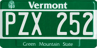 VT license plate PZX252