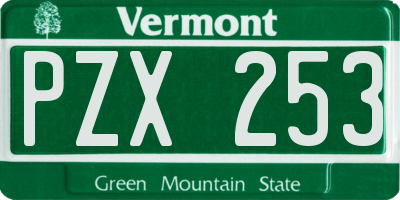 VT license plate PZX253