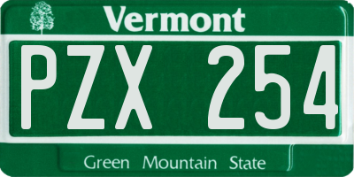 VT license plate PZX254