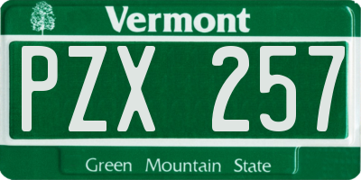 VT license plate PZX257