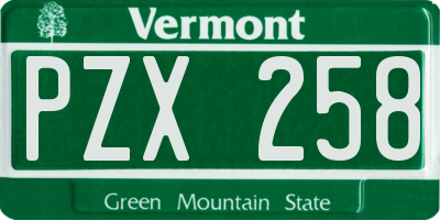 VT license plate PZX258