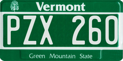 VT license plate PZX260