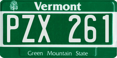 VT license plate PZX261