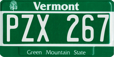 VT license plate PZX267