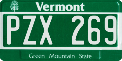 VT license plate PZX269
