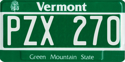 VT license plate PZX270